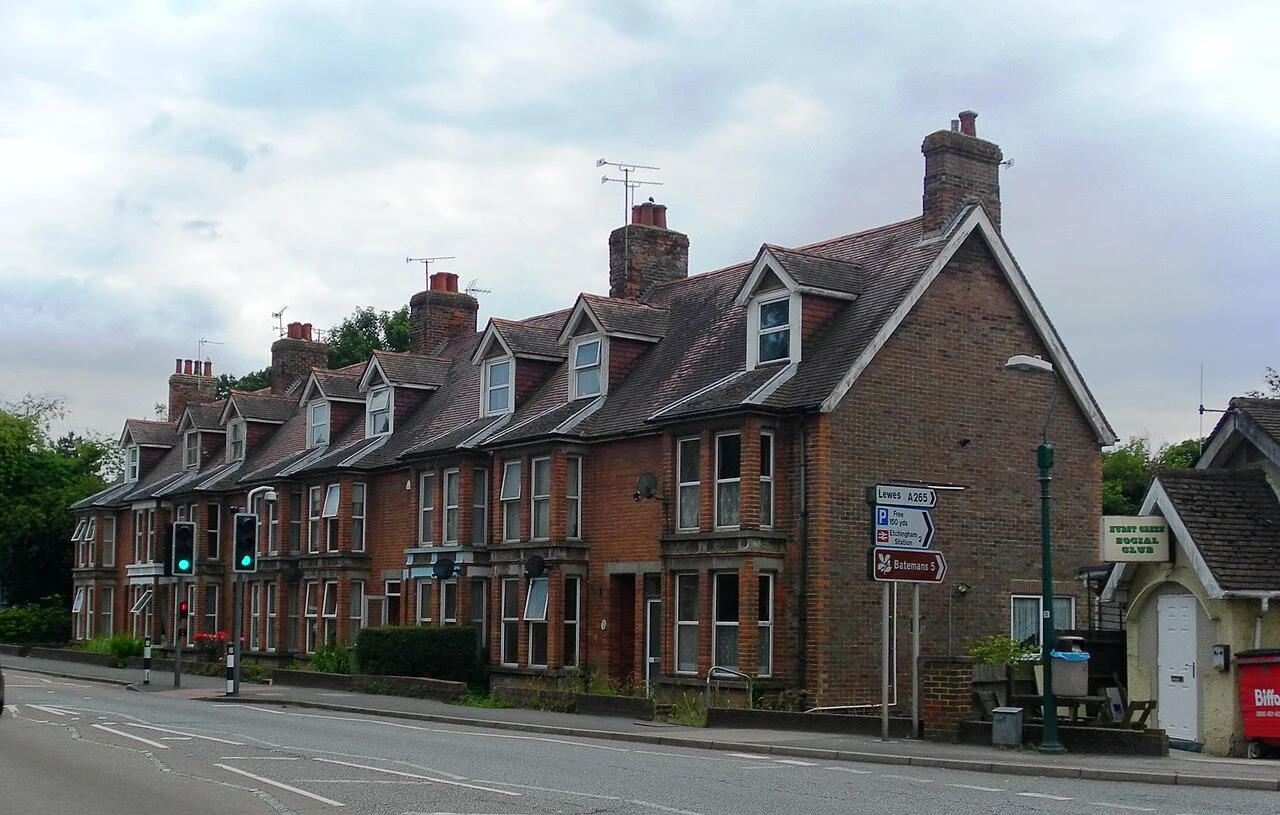 Traditional brick terraced homes in England