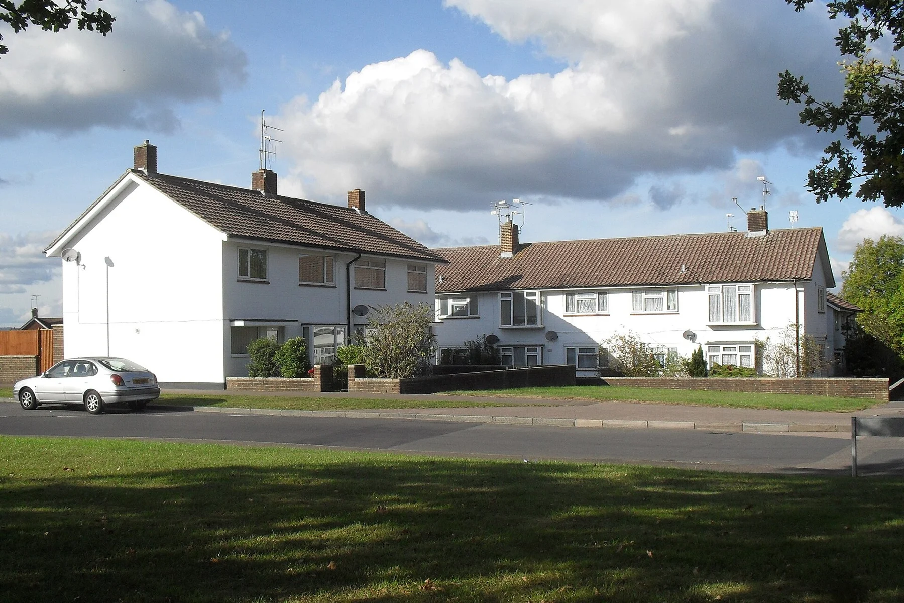 An English home with a green front garden